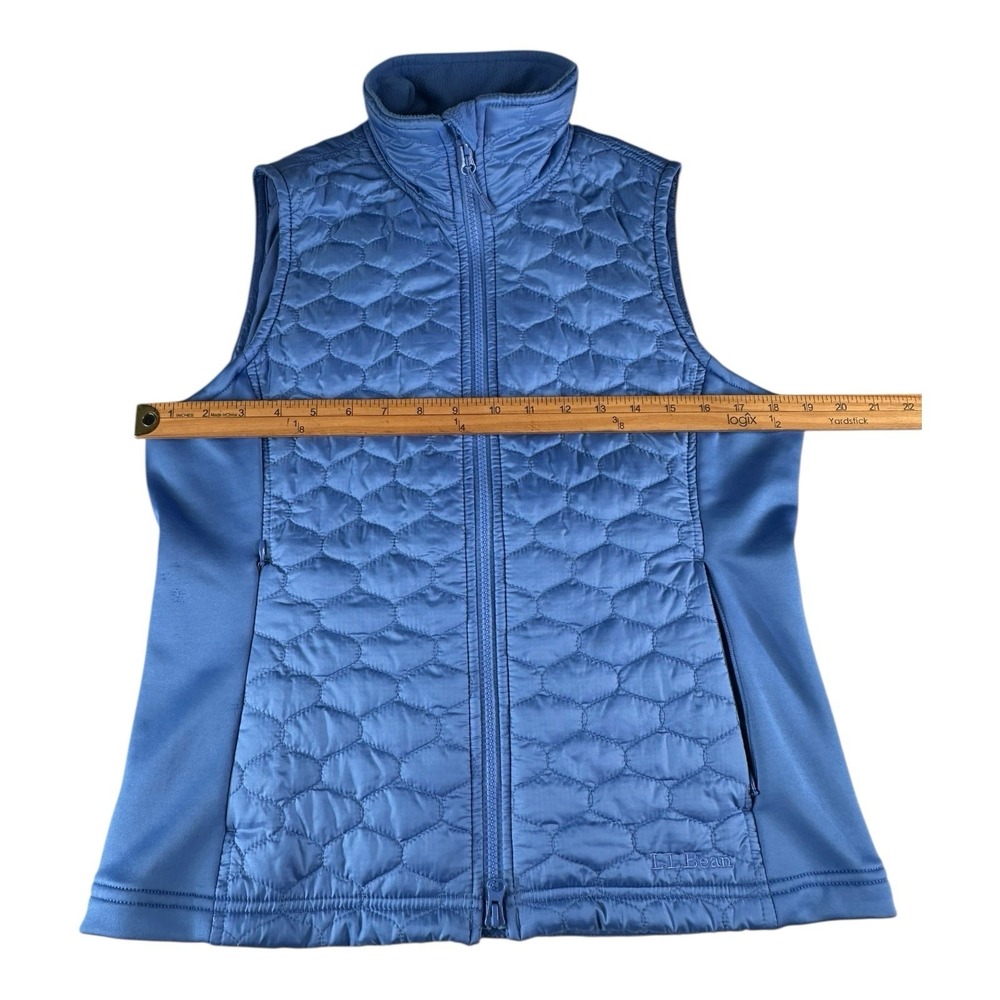 LL Bean Womens Blue Lightweight Puffer Vest Jacket Size Small Double Zip Closure - Picture 7 of 14
